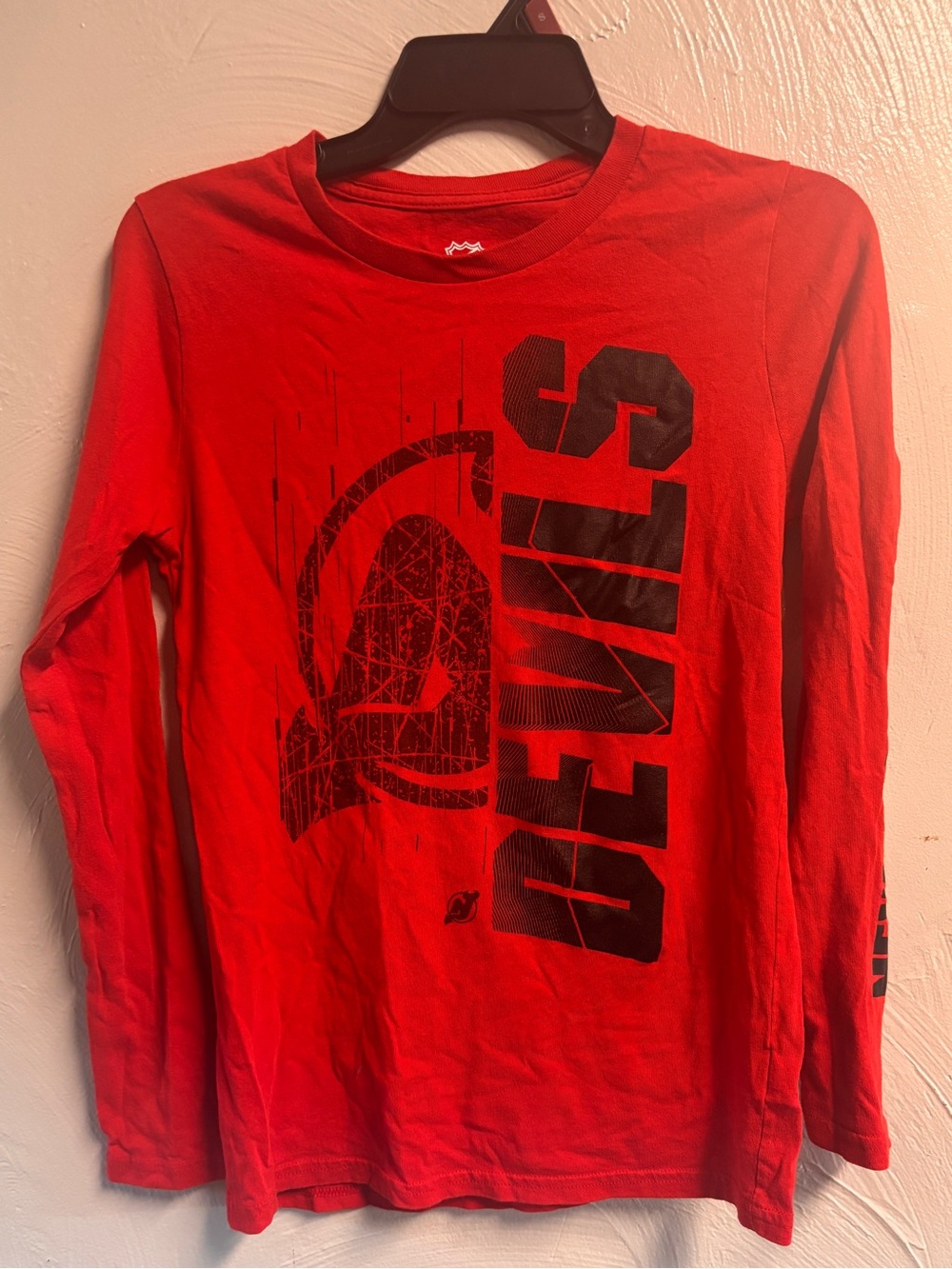 NHL Devils Red Long-Sleeve Graphic Tee with Black Print - Youth